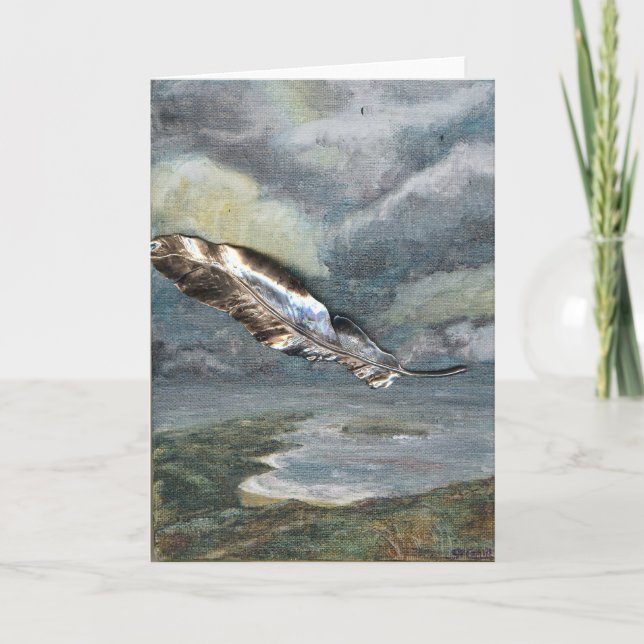 "Last Flight" Feather Greeting Card (Front)