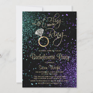 Last Fling Bachelorette Party in Teal & Purple Invitation