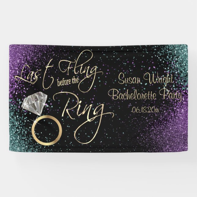 Last Fling Bachelorette Party - Teal and Purple  Banner (Horizontal)