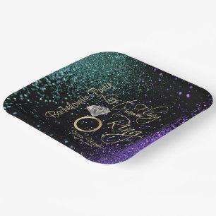 Last Fling Bachelorette Party - Teal & Purple Paper Plate