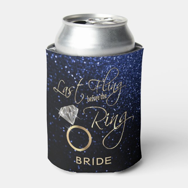 Last Fling Before the Ring Bachelorette Blue Can Cooler (Can Front)