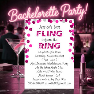 Last Fling Before The Ring Bachelorette Party Invitation