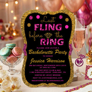 Last Fling Before The Ring - Bachelorette Party Invitation