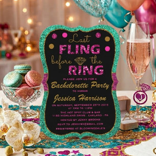 Last Fling Before The Ring - Bachelorette Party Invitation