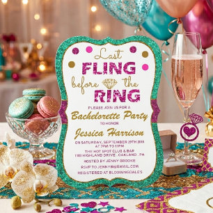Last Fling Before The Ring - Bachelorette Party Invitation
