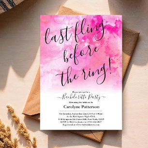 Last Fling Before The Ring Bachelorette Party Invitation