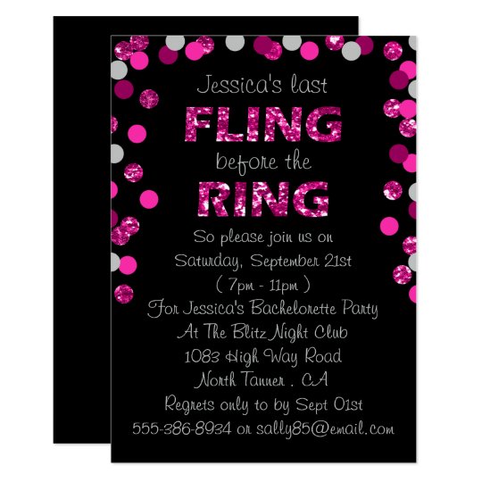 Last Fling Before The Ring Bachelorette Party Invitation Au