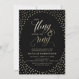 Last Fling Before The Ring   Bachelorette Party Invitation