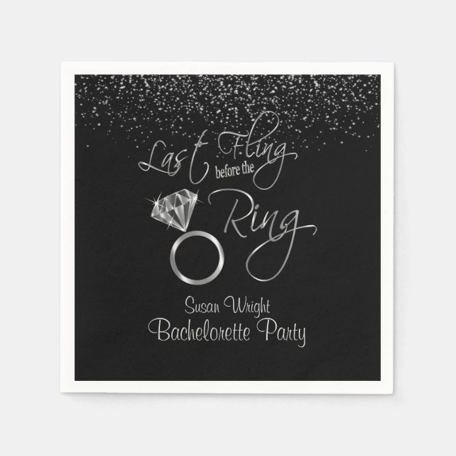 Last Fling Before the Ring Bachelorette - Silver Napkin (Front)