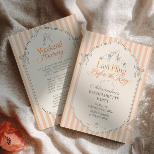 Last Fling Before the Ring Peach Stripes Invitation