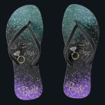 Last Fling Before the Ring - Purple & Teal Thongs<br><div class="desc">🥇AN ORIGINAL COPYRIGHT ART DESIGN by Donna Siegrist ONLY AVAILABLE ON ZAZZLE! Flip Flop Shoes ready for you to personalise. Matching products are available or you can just transfer the design to another product. If need be... you can delete all text and start fresh with your own text, colour and...</div>