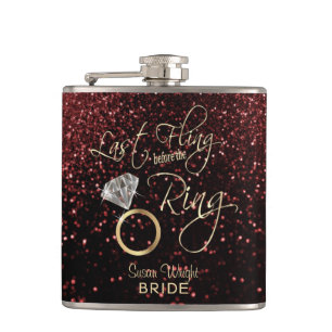 Last Fling before the Ring - Red Hip Flask