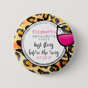 Last Fling Before The Ring Wild Bachelorette Party 6 Cm Round Badge