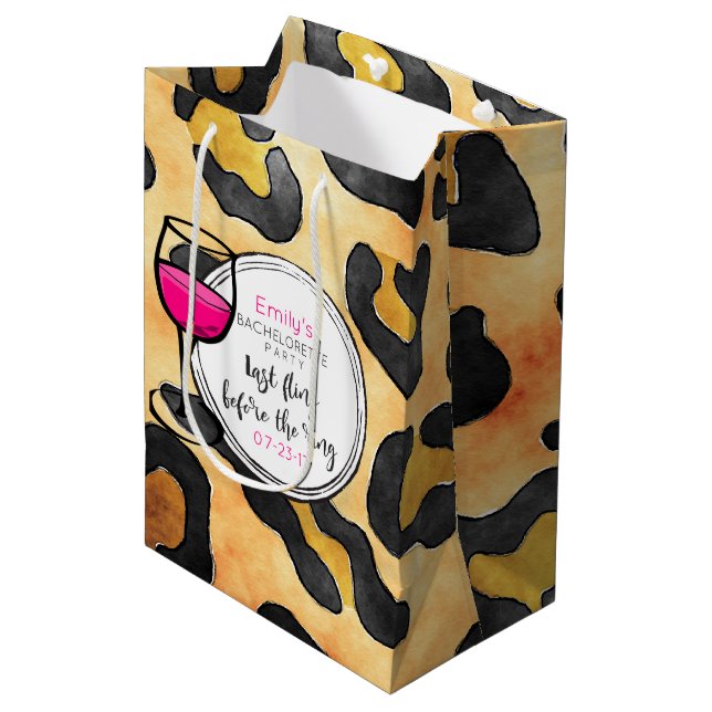 Last Fling Before The Ring Wild Bachelorette Party Medium Gift Bag (Front Angled)