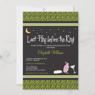 Last Fling Zebra Bachelorette Invitation (lime)