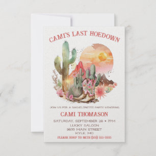 Last Hoedown, Western, Cowgirl Bachelorette Party Invitation