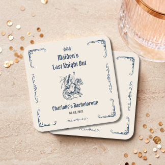 Last Knight Out Mediaeval Bachelorette Party Square Paper Coaster