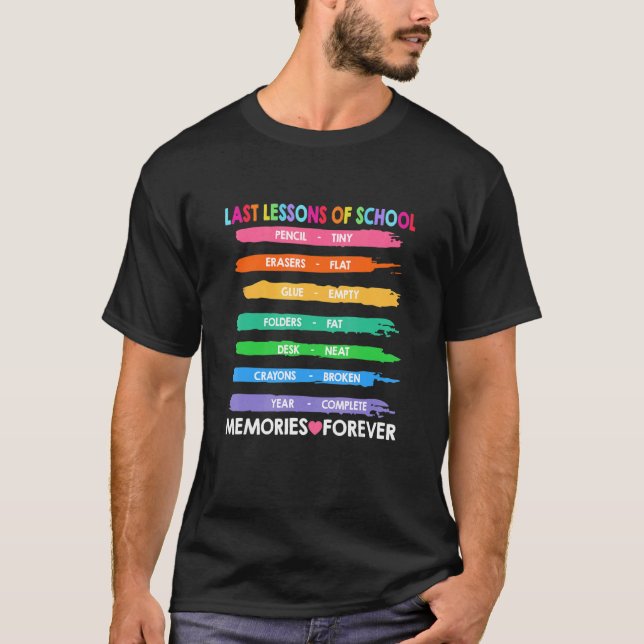 Last Lessons Of School Pencil Tiny Erasers Flat Gl T-Shirt (Front)