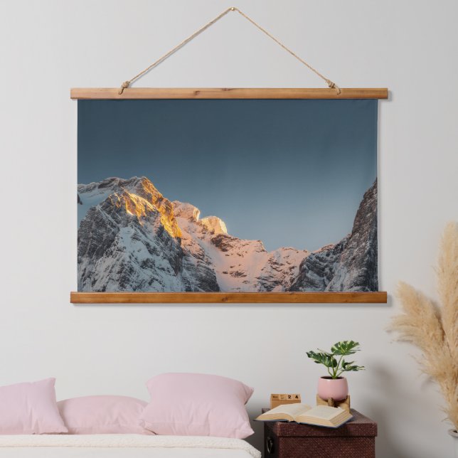 Last light before sunset on mountains hanging tapestry (Bedroom)