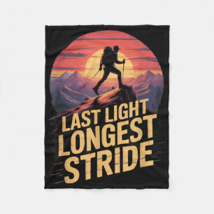 Last Light Longest Stride Sunset Hiking Mountain T Fleece Blanket
