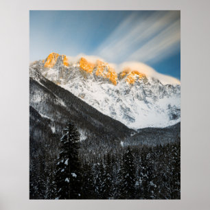 Last light of sunset on Slovenian Alps Poster
