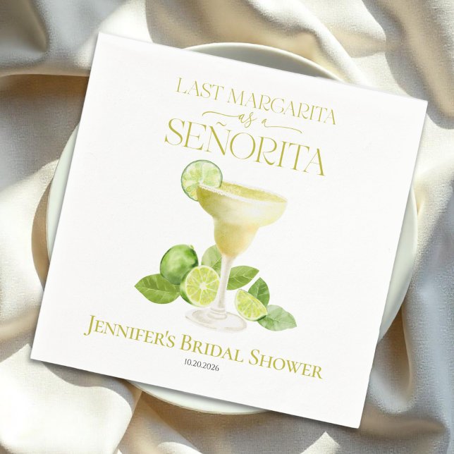 Last Margarita As A Señorita Bridal Shower Napkin (Creator Uploaded)