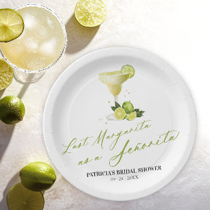 Last Margarita As A Señorita Bridal Shower Paper Plate