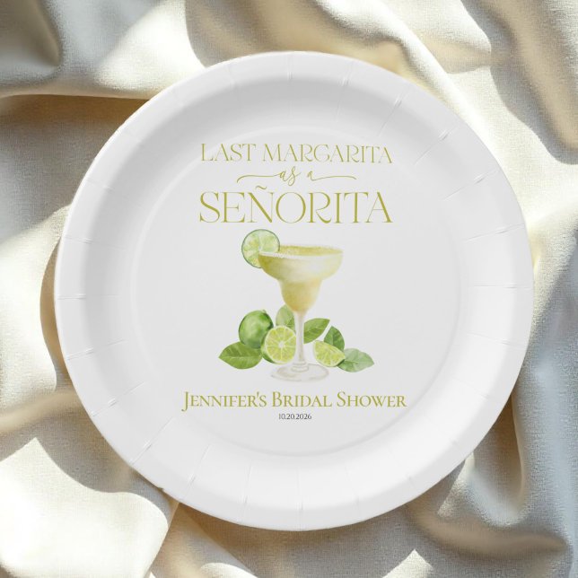Last Margarita As A Señorita Bridal Shower Paper Plate (Creator Uploaded)