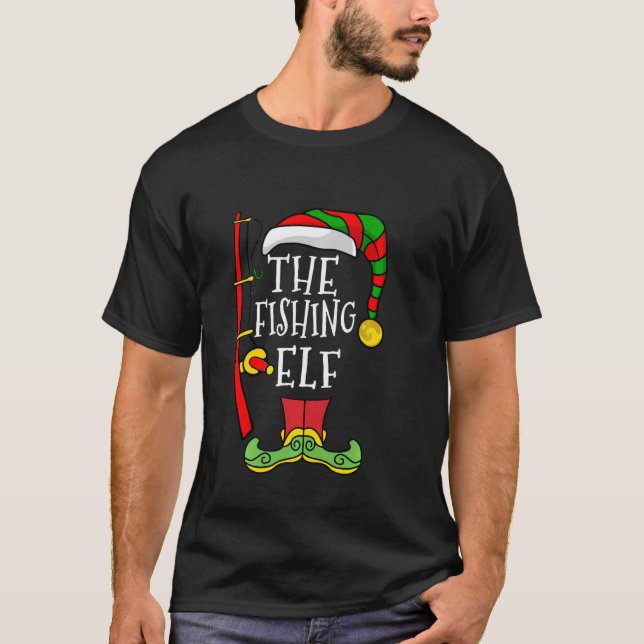 Last Minute Fishing Elf Family Matching Christmas  T-Shirt (Front)