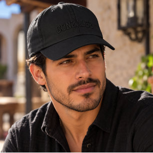 Last Name Black on Black Embroidered Monochrome  Hat