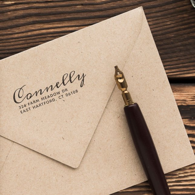 Last Name In Script & Address Self-inking Stamp (Creator Uploaded)