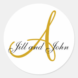 Last Name Initial A plus First Names Gold Sticker