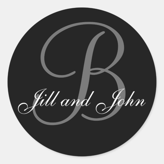 Last Name Initial B plus First Names Black Sticker (Front)