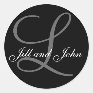 Last Name Initial L plus First Names Black Sticker
