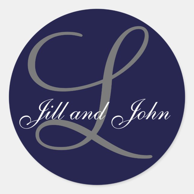 Last Name Initial L plus First Names Navy Sticker (Front)
