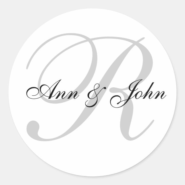 Last Name Initial plus Names Wedding Favour Sticke Classic Round Sticker (Front)