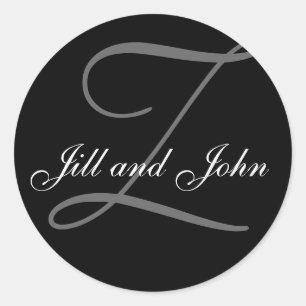 Last Name Initial Z plus First Names Black Sticker