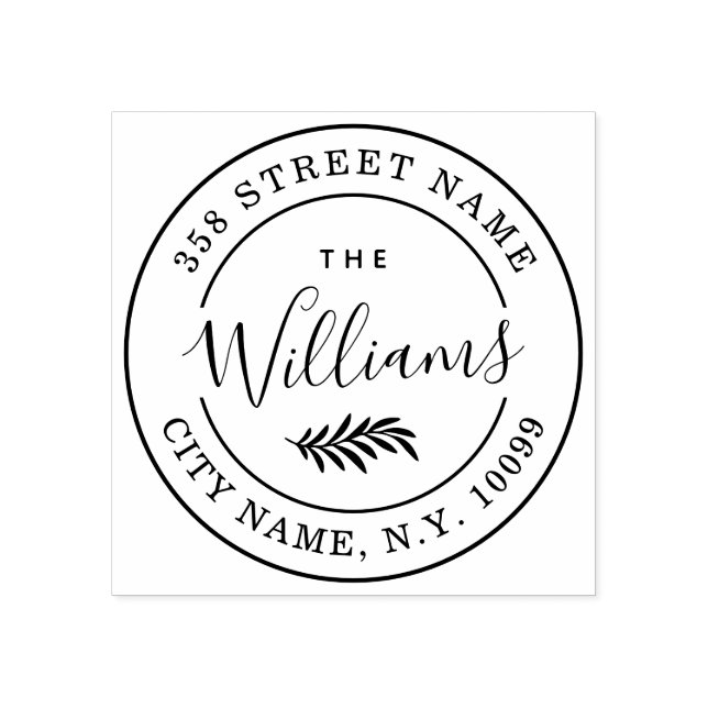 Last Name Modern Wooden stud pad Rubber Stamp (Imprint)