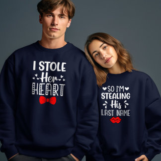Last Name Valentines Day Couple Matching Funny Sweatshirt