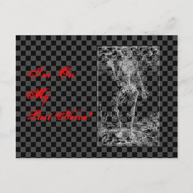 Last Nerve - Halloween Skeleton Postcard (Front)