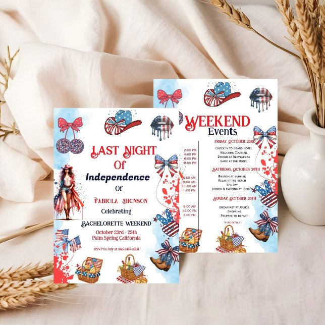 Last night of independence 4th of Bachelorette Invitation (Creator Uploaded)