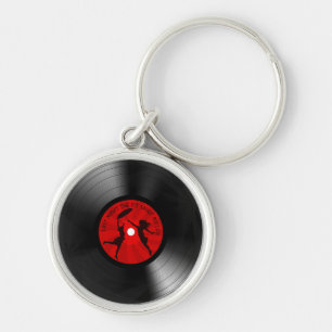 Last Night The DJ Saved My Life Vinyl Record Black Key Ring