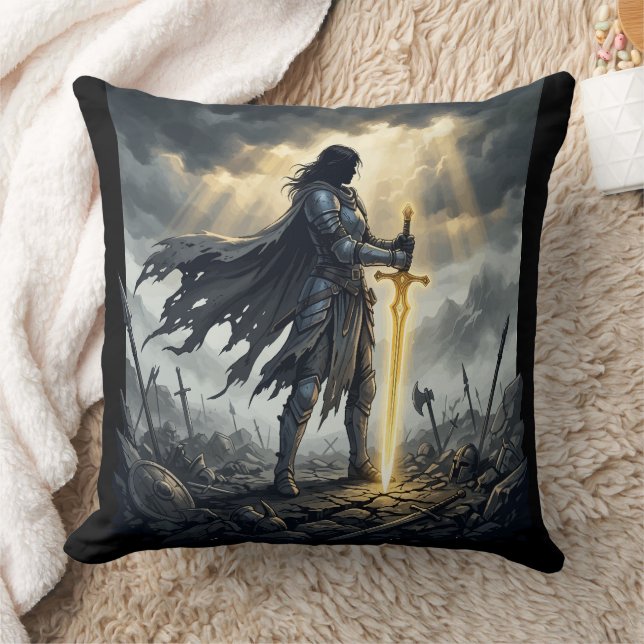 Last One Standing Dark Fantasy Warrior Epic Battle Cushion (Blanket)