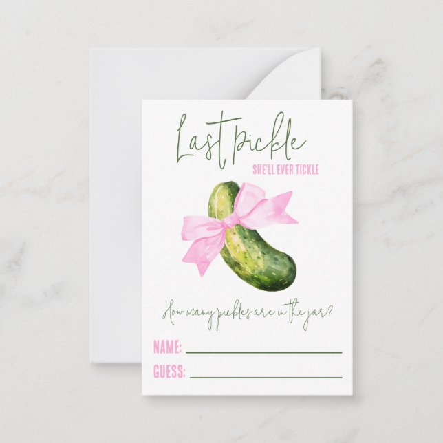 Last Pickle Bridal Shower Guessing Game Card (Front)