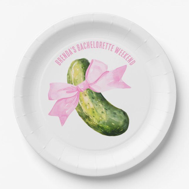 Last Pickle She'll Ever Tickle Bachelorette Party Paper Plate (Front)
