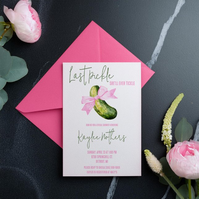 Last Pickle She'll Ever Tickle Bridal Shower Invitation (Creator Uploaded)