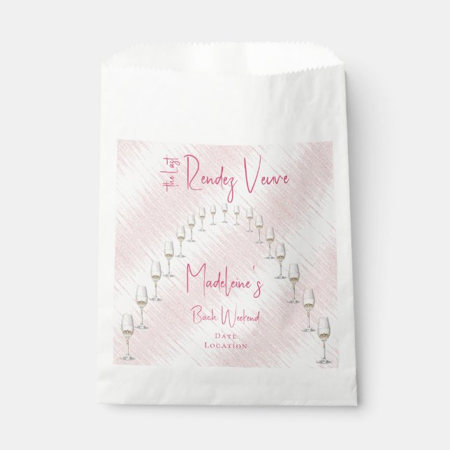Last Rendez Veuve Bachelorette Weekend Itinerary Favour Bag (Front)