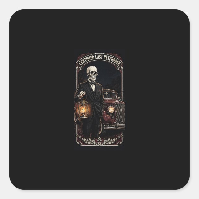 Last Responder Skeleton Lantern Hearse Sticker (Front)
