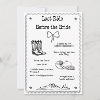 Last Ride Before the Bride Western Bachelorette Save The Date