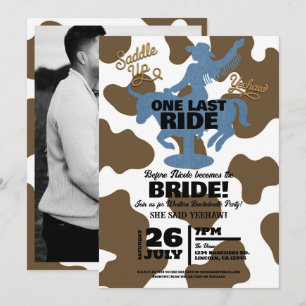 Last Ride Denim Cowgirl Western Bachelorette Party Invitation
